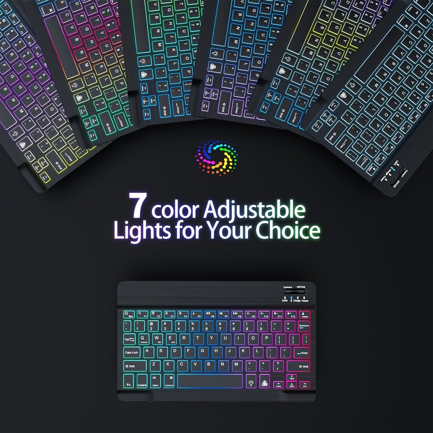Rainbow RGB Wireless Keyboard - Rechargeable Wireless Keyboard