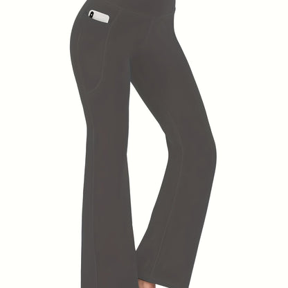 Seamless  Flared Leggings For Women, High Waist Pants With Pockets