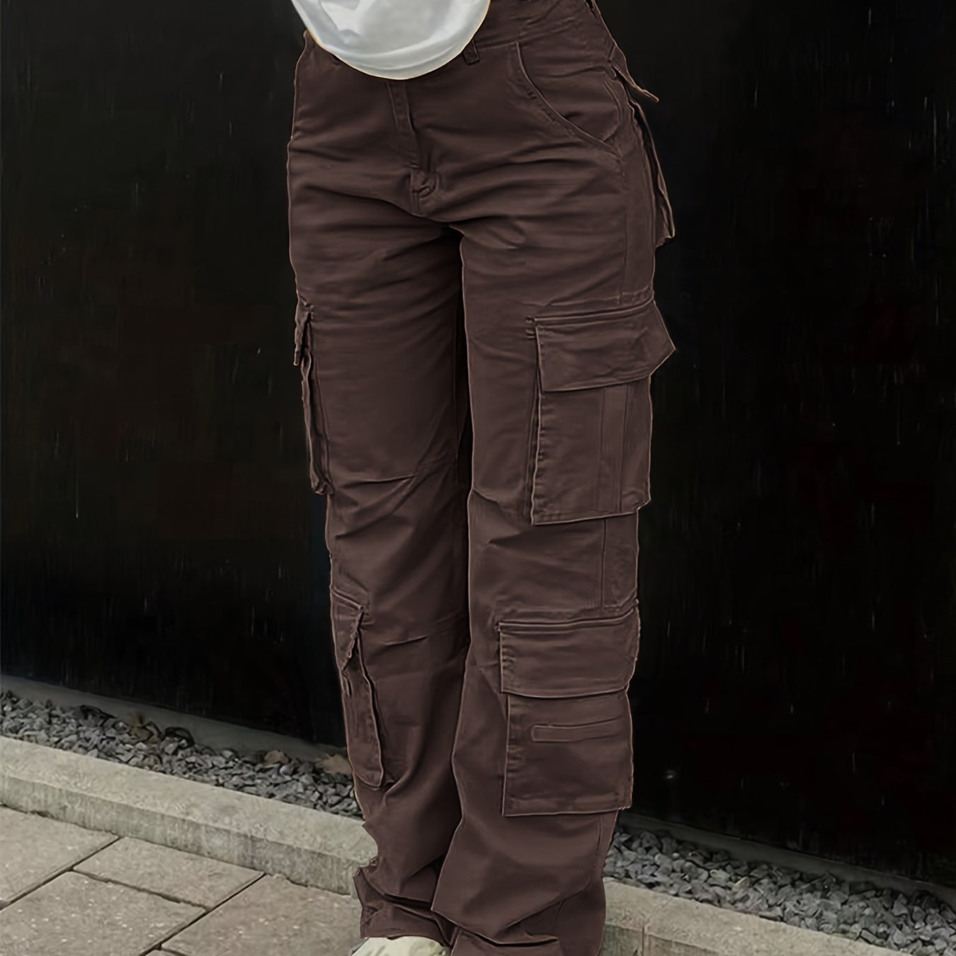 Women's High-Waist Wide-Leg Cargo Jeans with Flap Pockets - Casual Street Style, Y2K Retro Denim, Loose Fit,