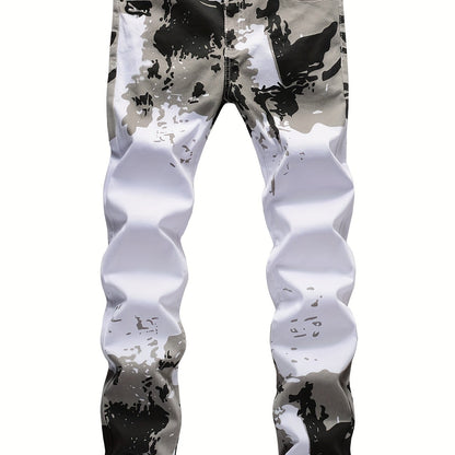 Camouflage Jeans, Casual Mid Stretch Breathable Straight Leg Slim Fit