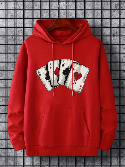 Ace Playing Card Graphic Men's Hoodie - Comfortable