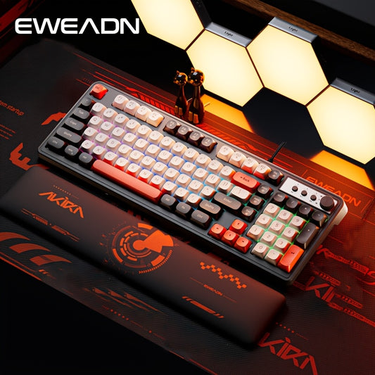 Wired Gaming Keyboard with Rainbow Backlit, Portable Black Keyboard for-98 Keys