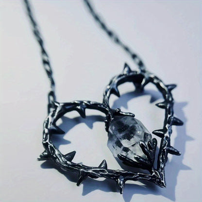 1pc Dark Witch Heart Thorn Pendant Necklace Small Thorn Clavicle Chain