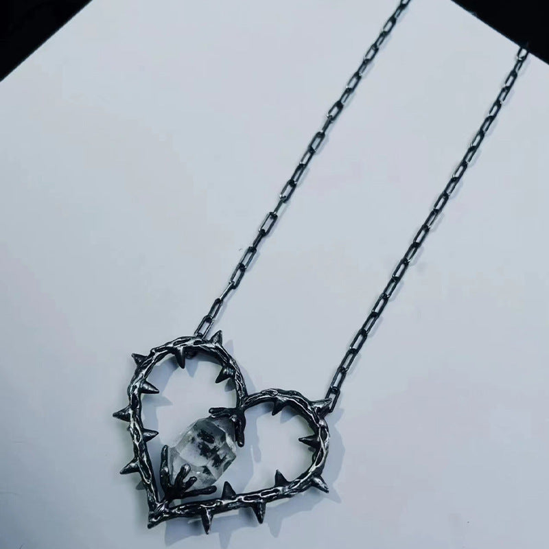 1pc Dark Witch Heart Thorn Pendant Necklace Small Thorn Clavicle Chain