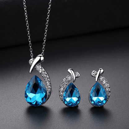 2pcs Set White K Plated Alloy Mermaid Necklace Earrings Set, Elegant Exquisite Zirconia