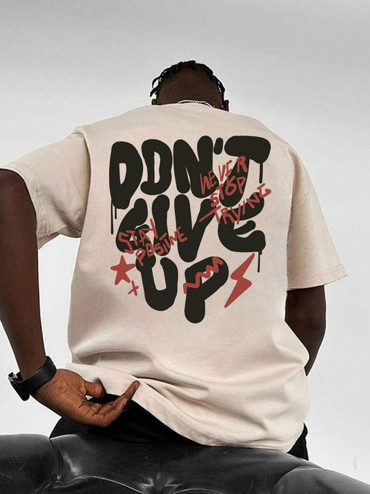 Men's Don'T Give Up Graphic T-shirt, Short Sleeve Crew Neck Tee