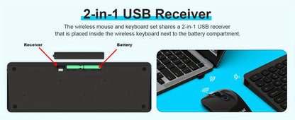 LeadsaiL Wireless Keyboard and Mouse Combo, Wireless USB Mouse and Computer Keyboard Set