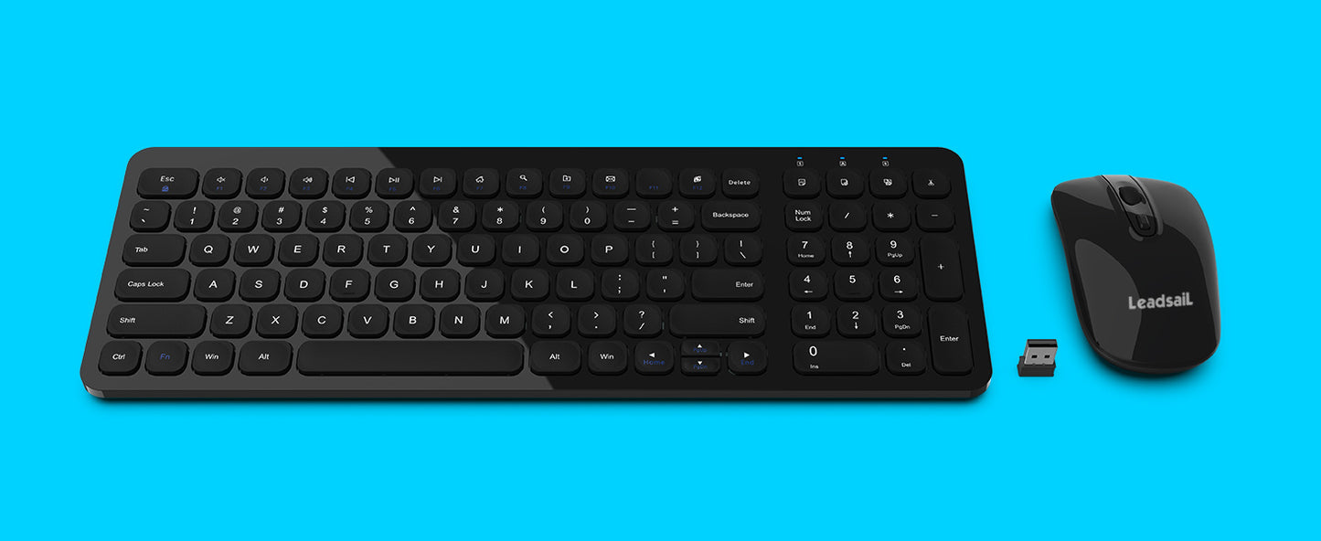 LeadsaiL Wireless Keyboard and Mouse Combo, Wireless USB Mouse and Computer Keyboard Set
