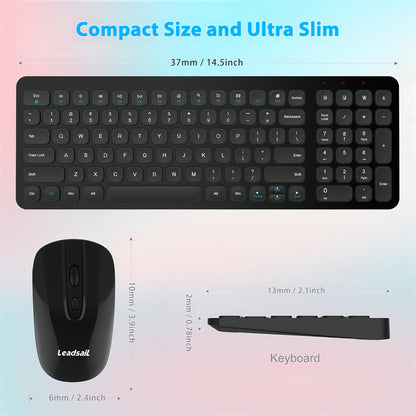 LeadsaiL Wireless Keyboard and Mouse Combo, Wireless USB Mouse and Computer Keyboard Set