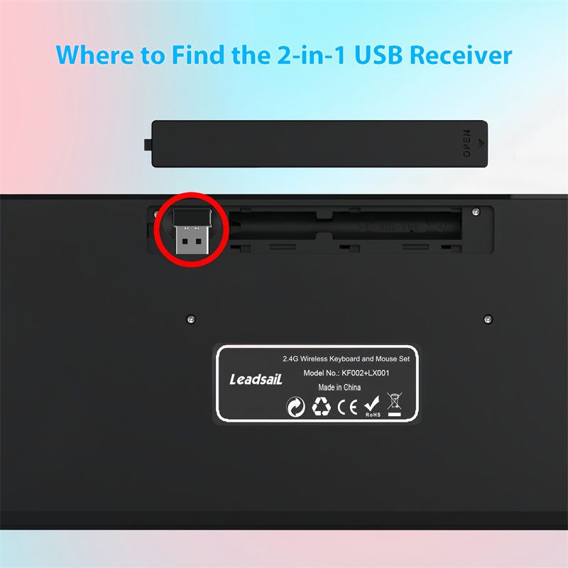 LeadsaiL Wireless Keyboard and Mouse Combo, Wireless USB Mouse and Computer Keyboard Set