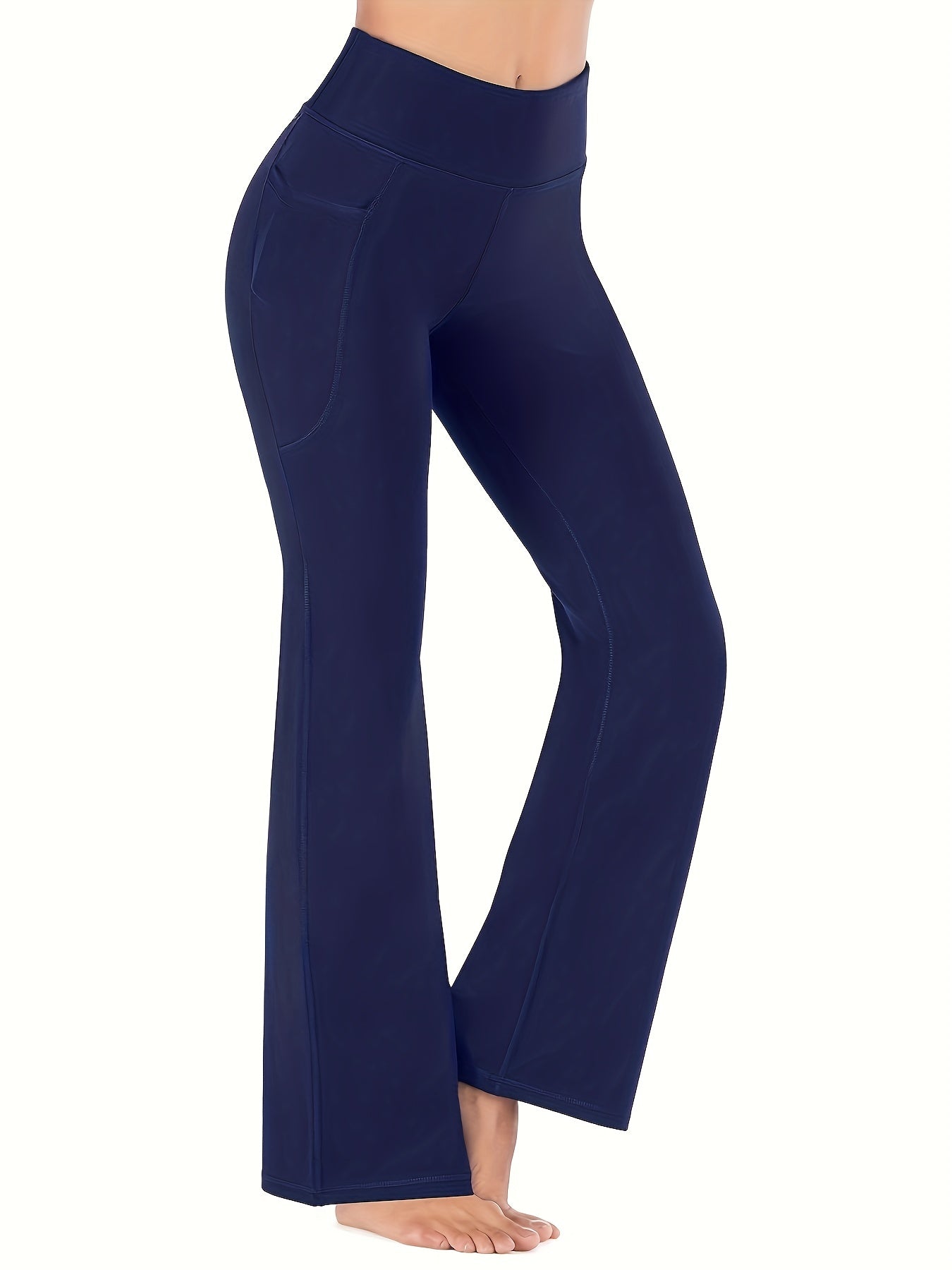 Seamless  Flared Leggings For Women, High Waist Pants With Pockets