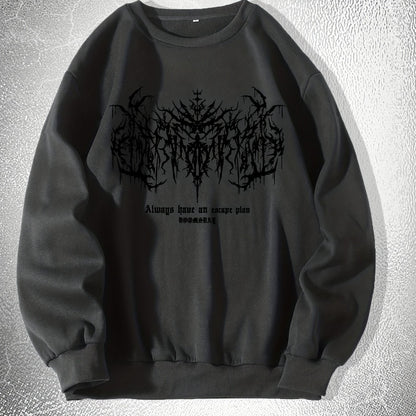 Mens Y2k Skeleton Thorns Graphic Sweatshirt - Comfortable Stretch Pullover