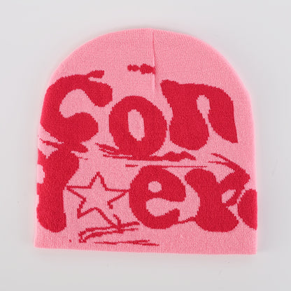 Y2K Beanie Cap, Warm graphic vintage Beanie