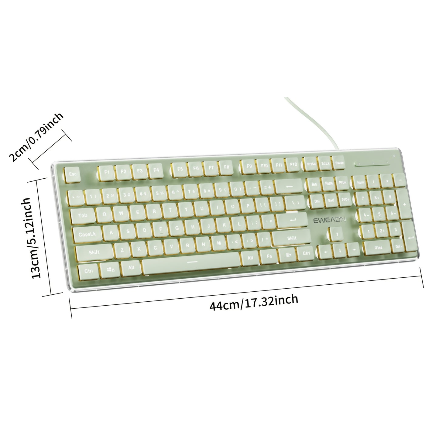 Wired Keyboard | Full Size 104 Quiet Keys, Comfortable Typing with Pudding-Style Keycaps, Durable All-Metal Panel, Soft LED Backlight