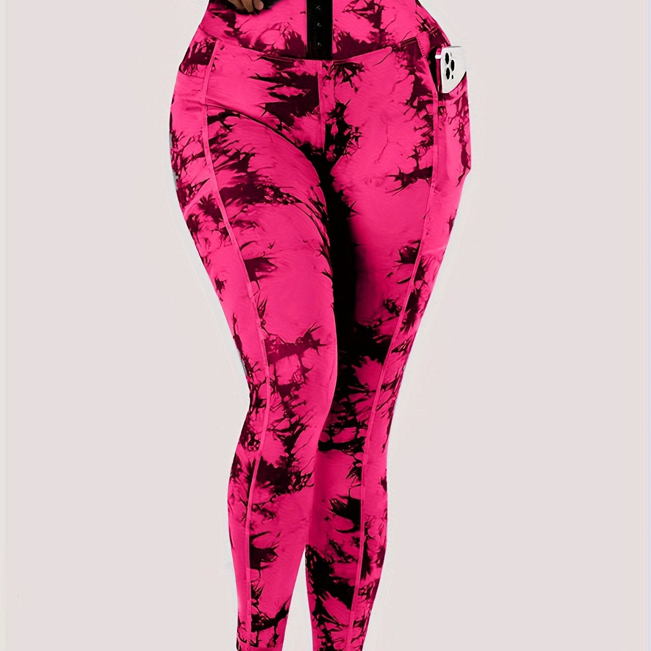 Women'S High-Waist Tie-Dye Leggings with Front Button Closure & Pockets, Hugging Tights, Stretchy Leggings for Women