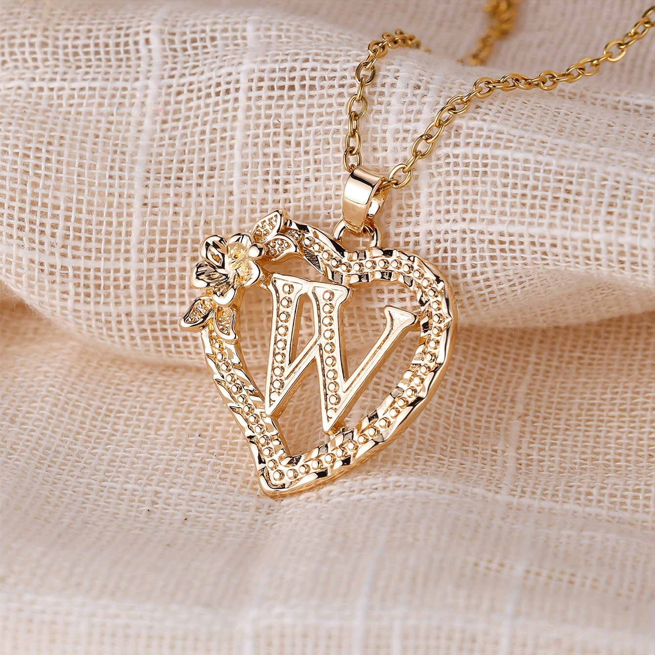Palace Style Love Flower Letter Pendant Necklace - One 26 Letter Necklaces A-Z Capital Letter