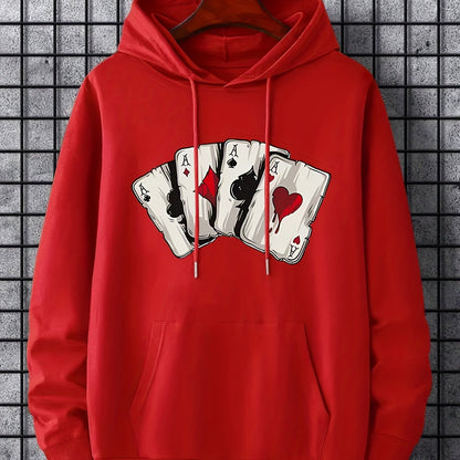 Ace Playing Card Graphic Men's Hoodie - Comfortable