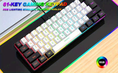 Wired Gaming Keyboard - Mini 61-Key, RGB Backlight, Suitable for PC/Mac