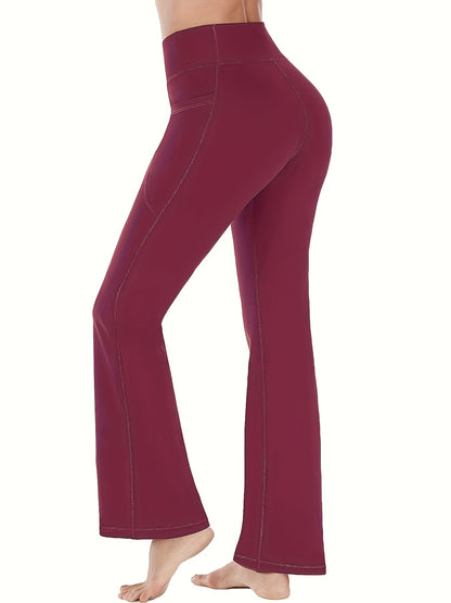 Seamless  Flared Leggings For Women, High Waist Pants With Pockets