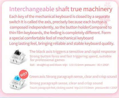 Pink Mechanical Keyboard with Blue Switches - Retro Keycaps, Backlit, USB-Powered for Gaming, Durable Design, No Battery Needed, Gaming Keyboard