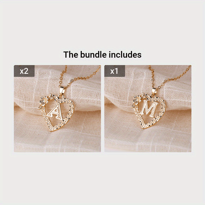 Palace Style Love Flower Letter Pendant Necklace - One 26 Letter Necklaces A-Z Capital Letter