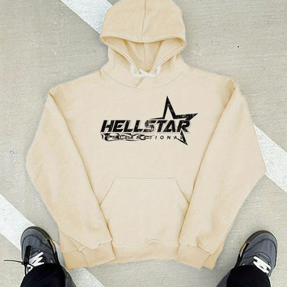 HELL STAR, Men's Cozy Hoodie, Long Sleeve Pullover Hooded Sweatshirt