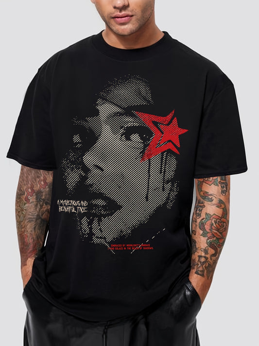 Vintage Beauty Men's Short Sleeve T-Shirts, Comfy Casual Elastic Crew Neck