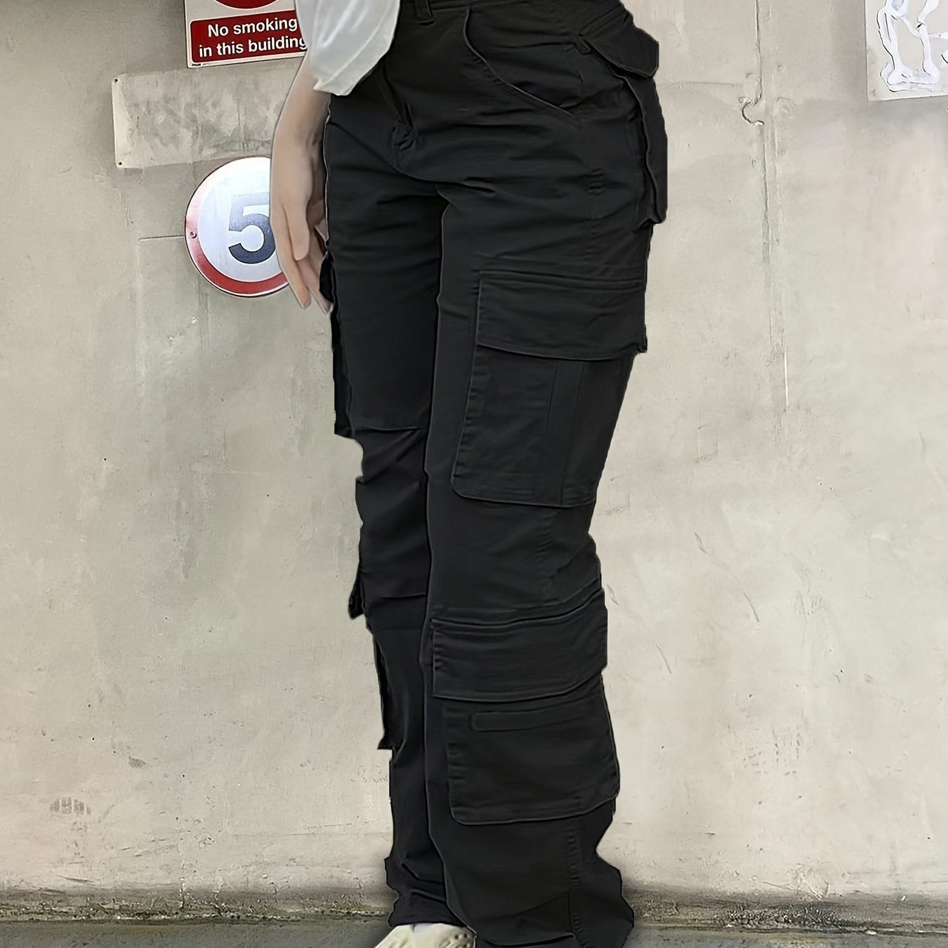 Women's High-Waist Wide-Leg Cargo Jeans with Flap Pockets - Casual Street Style, Y2K Retro Denim, Loose Fit,