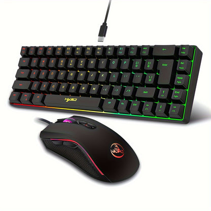 Wired Gaming Keyboard and Mouse Set, 68 Keys with RGB Backlight, Optical Mouse, USB Plug