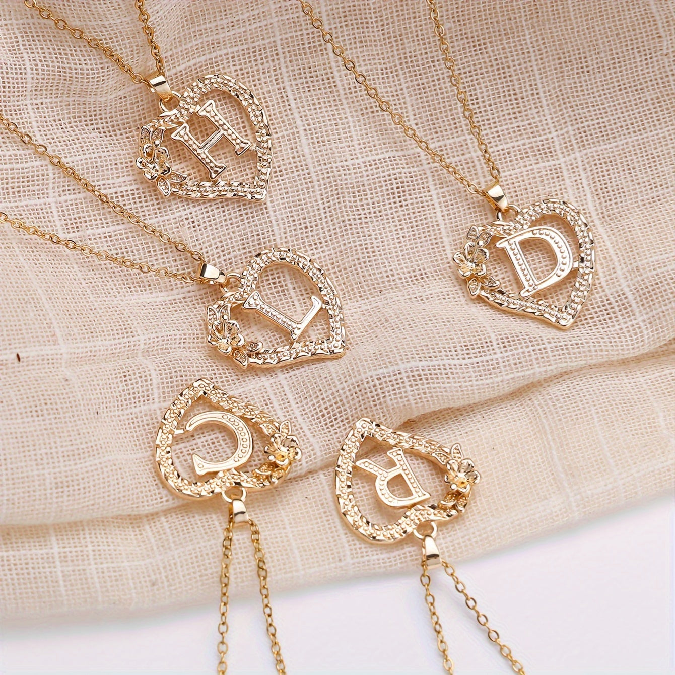 Palace Style Love Flower Letter Pendant Necklace - One 26 Letter Necklaces A-Z Capital Letter