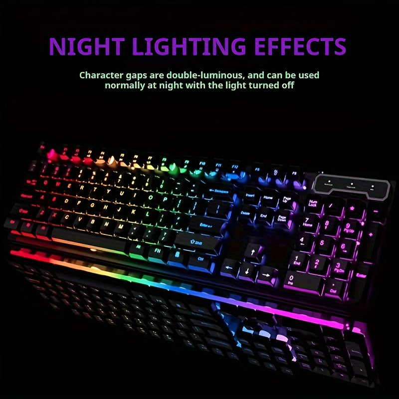 Silent Wired Gaming Keyboard, 104-Key Full Size Rainbow LED Backlit, Quiet Typing