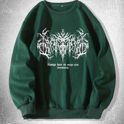 Mens Y2k Skeleton Thorns Graphic Sweatshirt - Comfortable Stretch Pullover