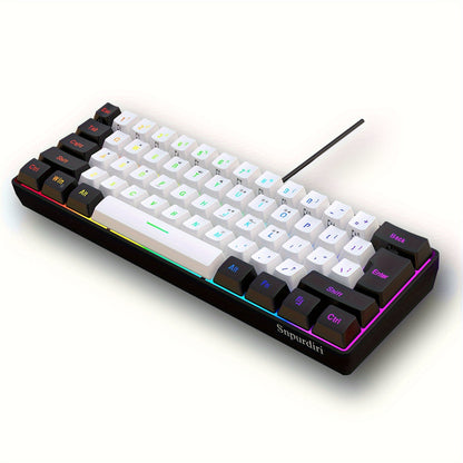 Wired Gaming Keyboard - Mini 61-Key, RGB Backlight, Suitable for PC/Mac