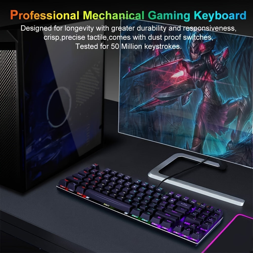 Mechanical Gaming Keyboard, Compact 89 Keys RGB Backlit