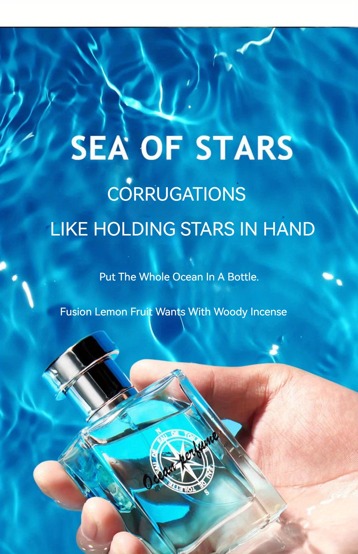 50ml Ocean Pheromones Cologne - Long-Lasting, Light, Fresh, Natural Fragrance for Men,  1.7 Fl. Oz