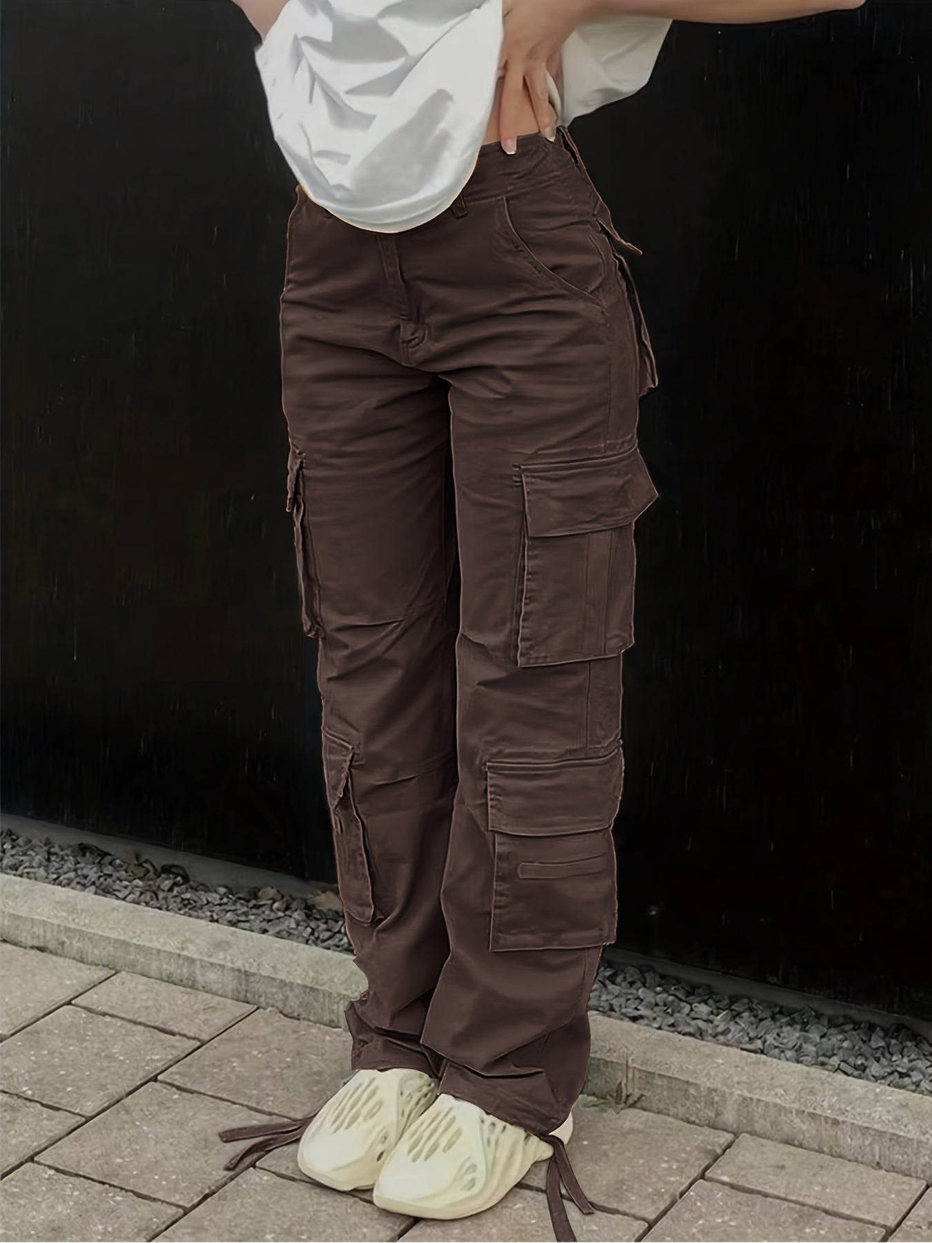 Women's High-Waist Wide-Leg Cargo Jeans with Flap Pockets - Casual Street Style, Y2K Retro Denim, Loose Fit,