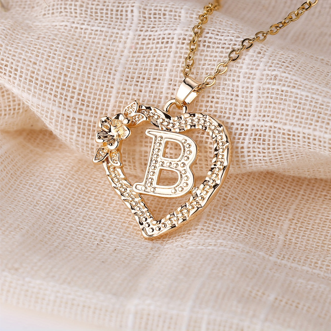 Palace Style Love Flower Letter Pendant Necklace - One 26 Letter Necklaces A-Z Capital Letter