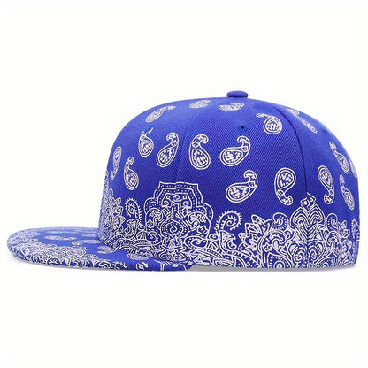 Vibrant  Paisley Print Snapback Hat Classic Solid ColorAdjustable Strap and Lightweight Design