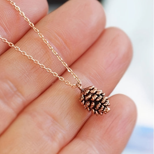 Vintage-Inspired Pine Cone Pendant Necklace Minimalist Pine Cone Pendant Necklace