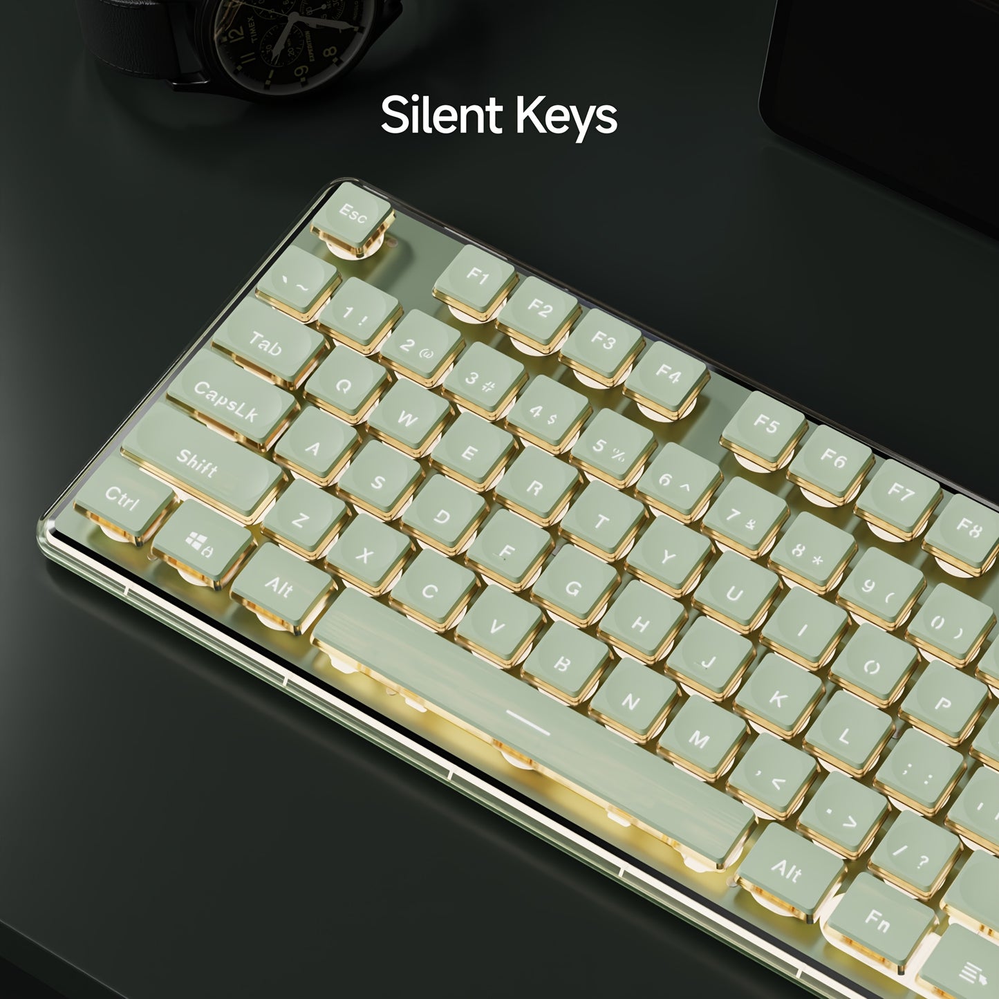 Wired Keyboard | Full Size 104 Quiet Keys, Comfortable Typing with Pudding-Style Keycaps, Durable All-Metal Panel, Soft LED Backlight
