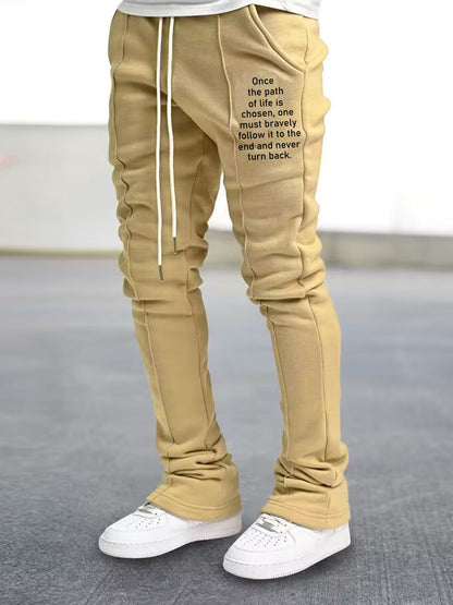 Mens Graphic Flared Sweatpants - Comfort-fit Elastic Waist & Drawstring - Roomy Pockets