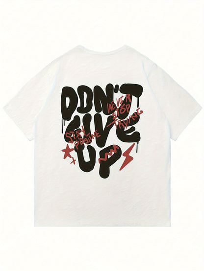 Men's Don'T Give Up Graphic T-shirt, Short Sleeve Crew Neck Tee