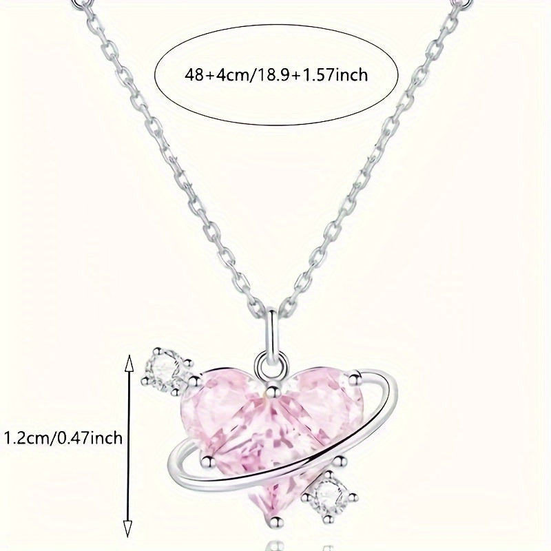 1pc Fashion Y2K Sweet Multicolor Love Rhinestone Pendant Necklace Exquisite Lovely Elegant Versatile For Women