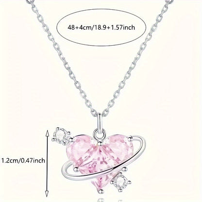 1pc Fashion Y2K Sweet Multicolor Love Rhinestone Pendant Necklace Exquisite Lovely Elegant Versatile For Women