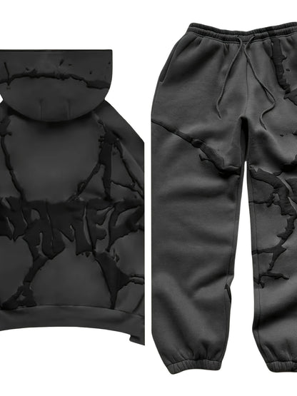 Fashion Designer Couple Men Women Sweatshirt Set Y2K Oversize Full Zip Up  Streetwear Vintage Puff Print Sweatshirts Menswear Oversized