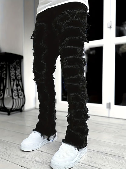 Y2k Style Trim Jeans, Men's Street Style Stretch Denim Pants