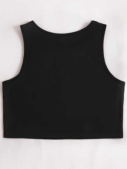 Letter Print Crop Tank Top, Y2K Sleeveless Tank Top For, Women's Clothing