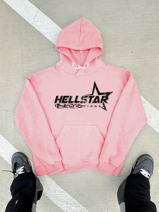 HELL STAR, Men's Cozy Hoodie, Long Sleeve Pullover Hooded Sweatshirt