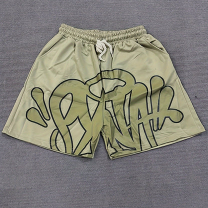 Casual Retro Drawstring Shorts for Men - Y2K-Inspired Cotton Blend, Machine Washable