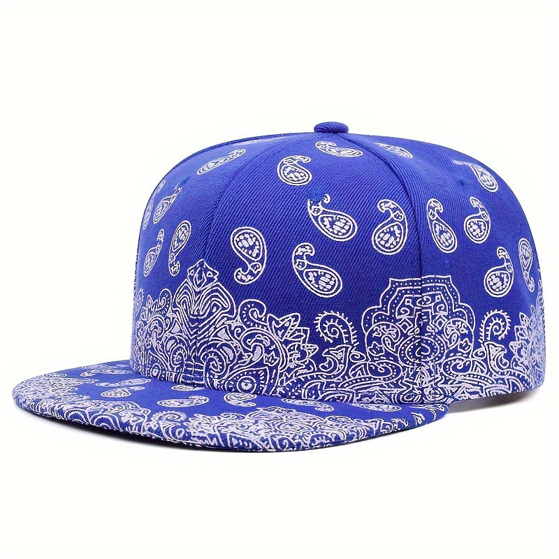 Vibrant  Paisley Print Snapback Hat Classic Solid ColorAdjustable Strap and Lightweight Design